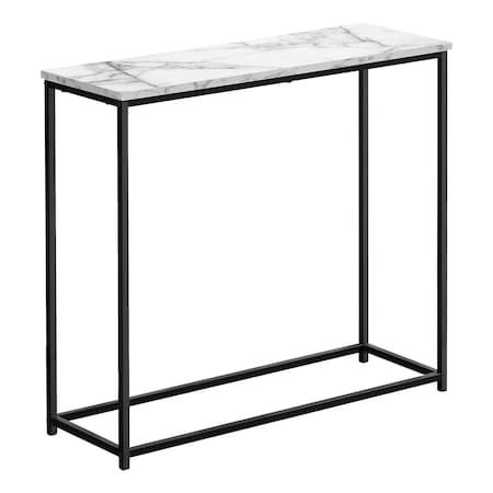 MONARCH SPECIALTIES Accent Table, Console, Entryway, Narrow, Sofa, Living Room, Bedroom, White Marble Look Laminate I 2255